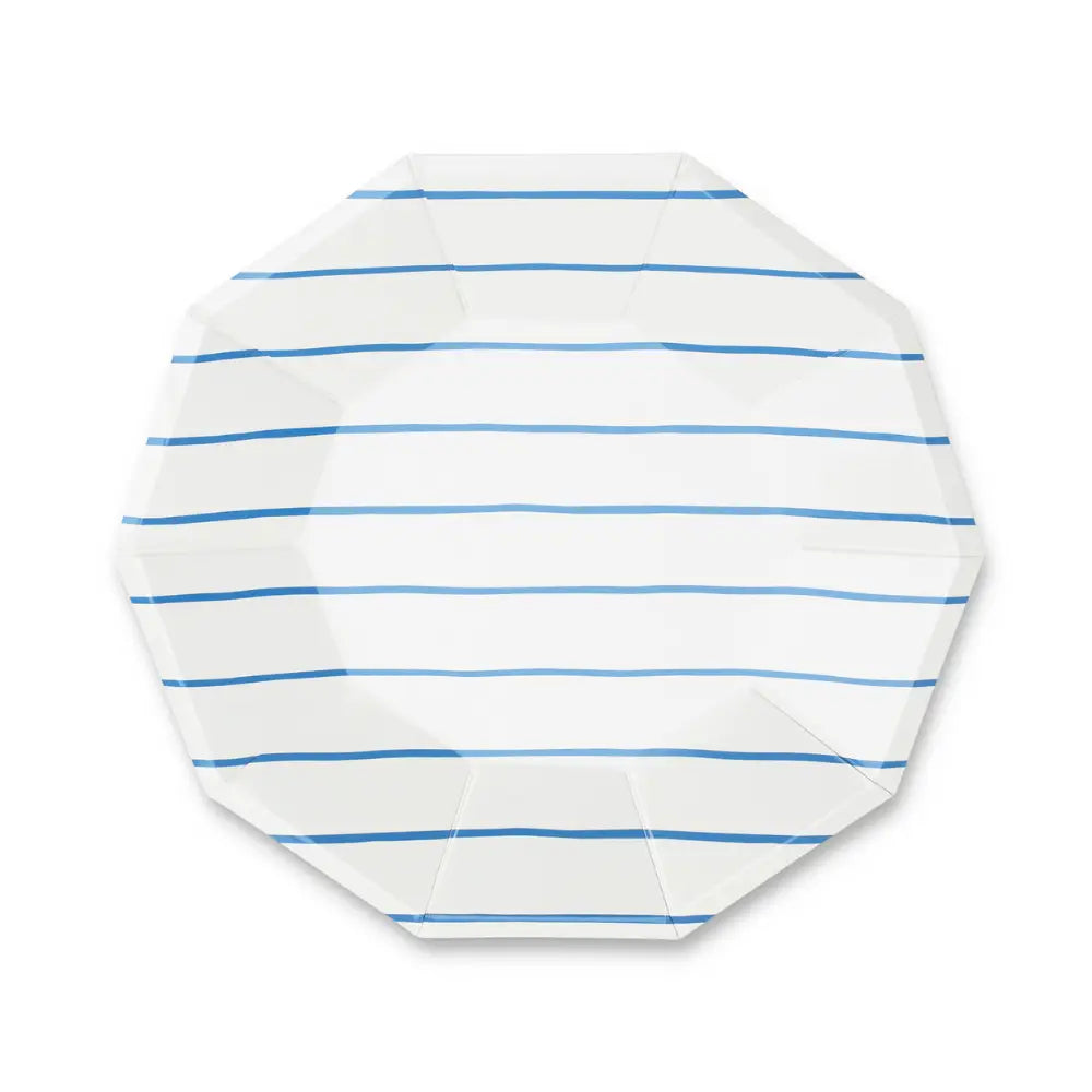 Frenchie Striped Cobalt Plates - Small