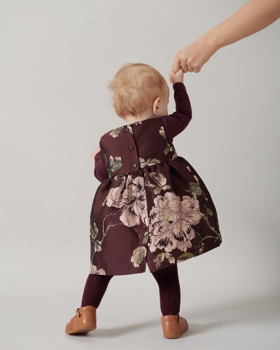 Daelyna Dress in Deep Mulberry Jacquard