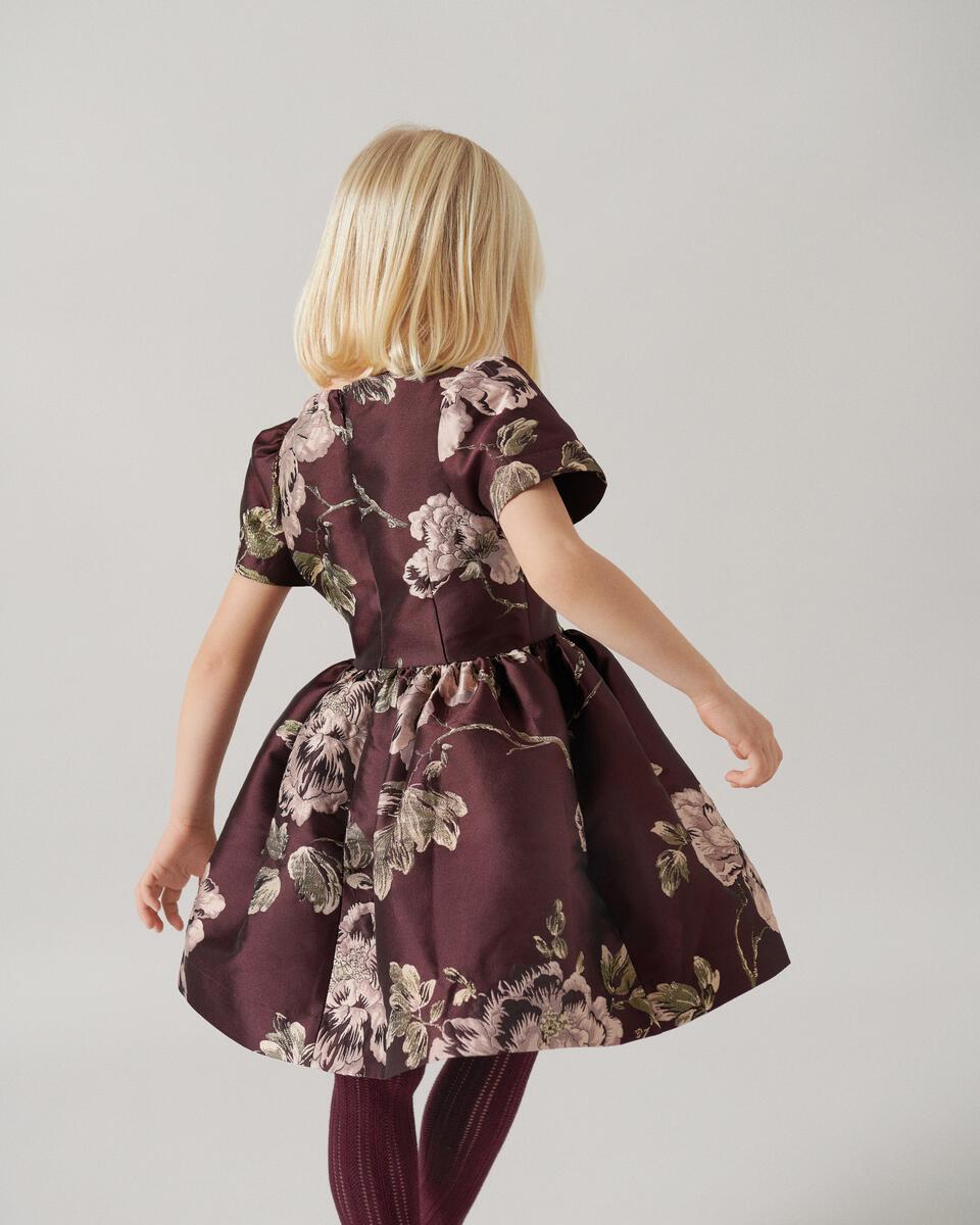 Doreen Toddler Dress in Deep Mulberry Jacquard
