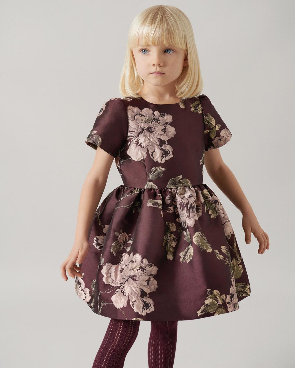 Doreen Toddler Dress in Deep Mulberry Jacquard