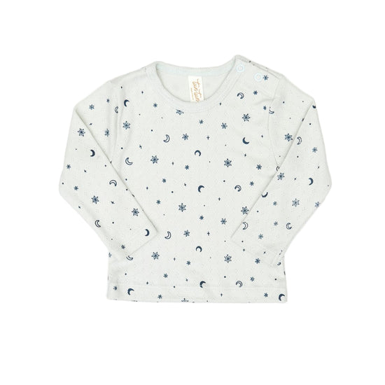 Blue Snowflakes Pointelle Shirt