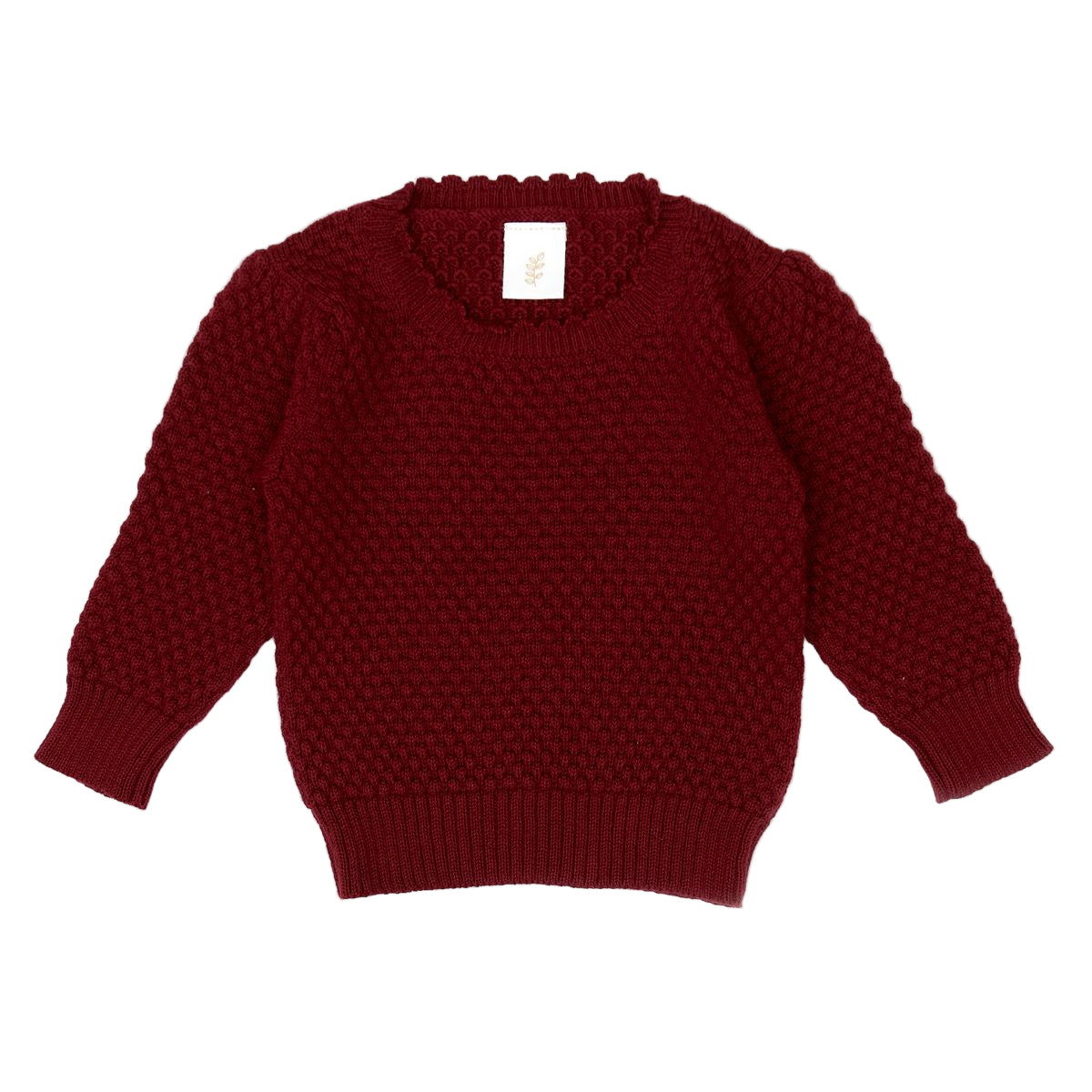 Crimson Pointelle Knit Sweater
