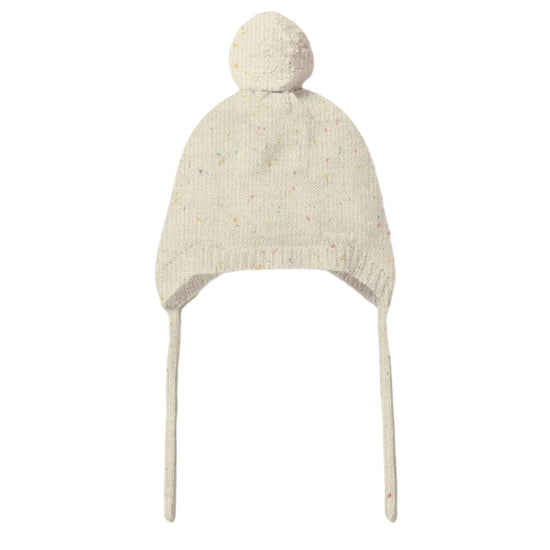 Cream Speckle Knit Bonnet