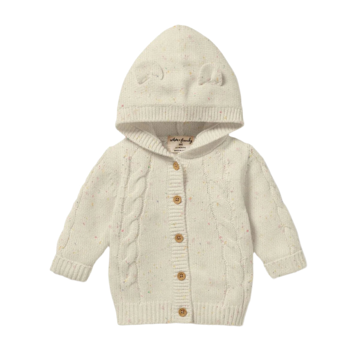 Cream Speckle Knit Cable Sweater