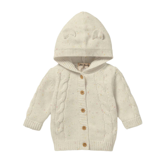 Cream Speckle Knit Cable Sweater