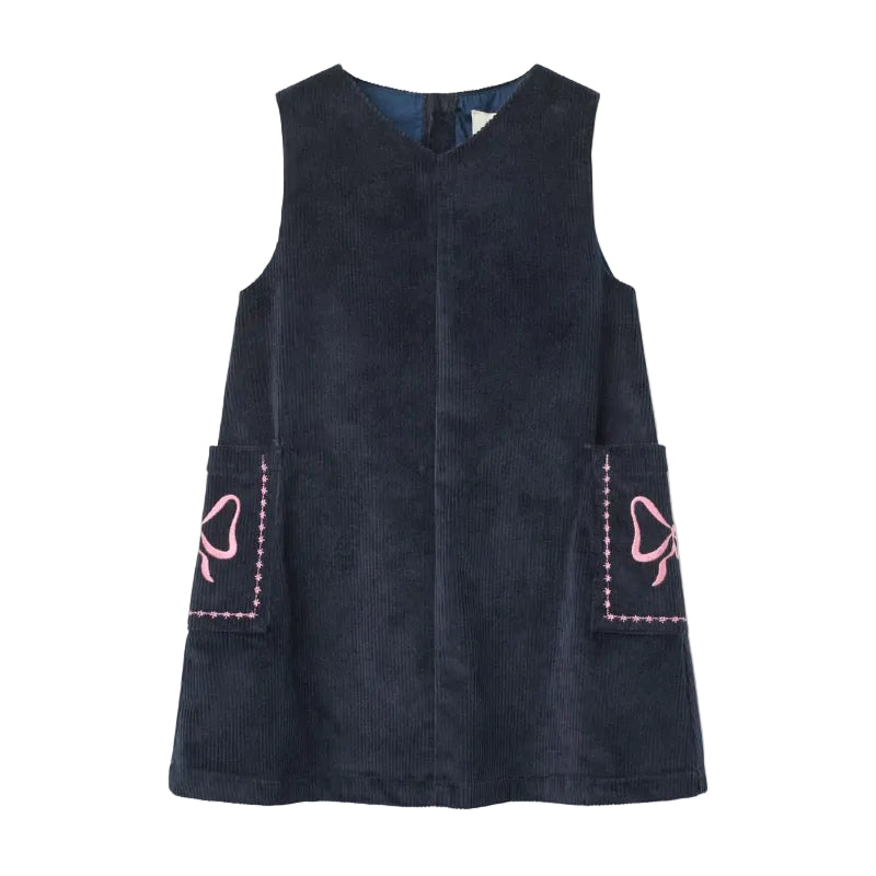 Navy Bow Corduroy Dress