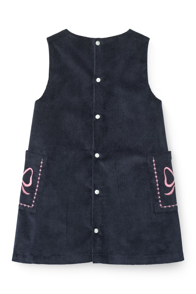 Navy Bow Corduroy Dress