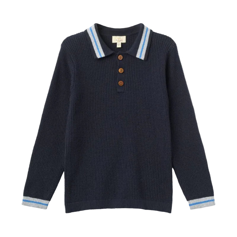Navy Waffle Knit Polo