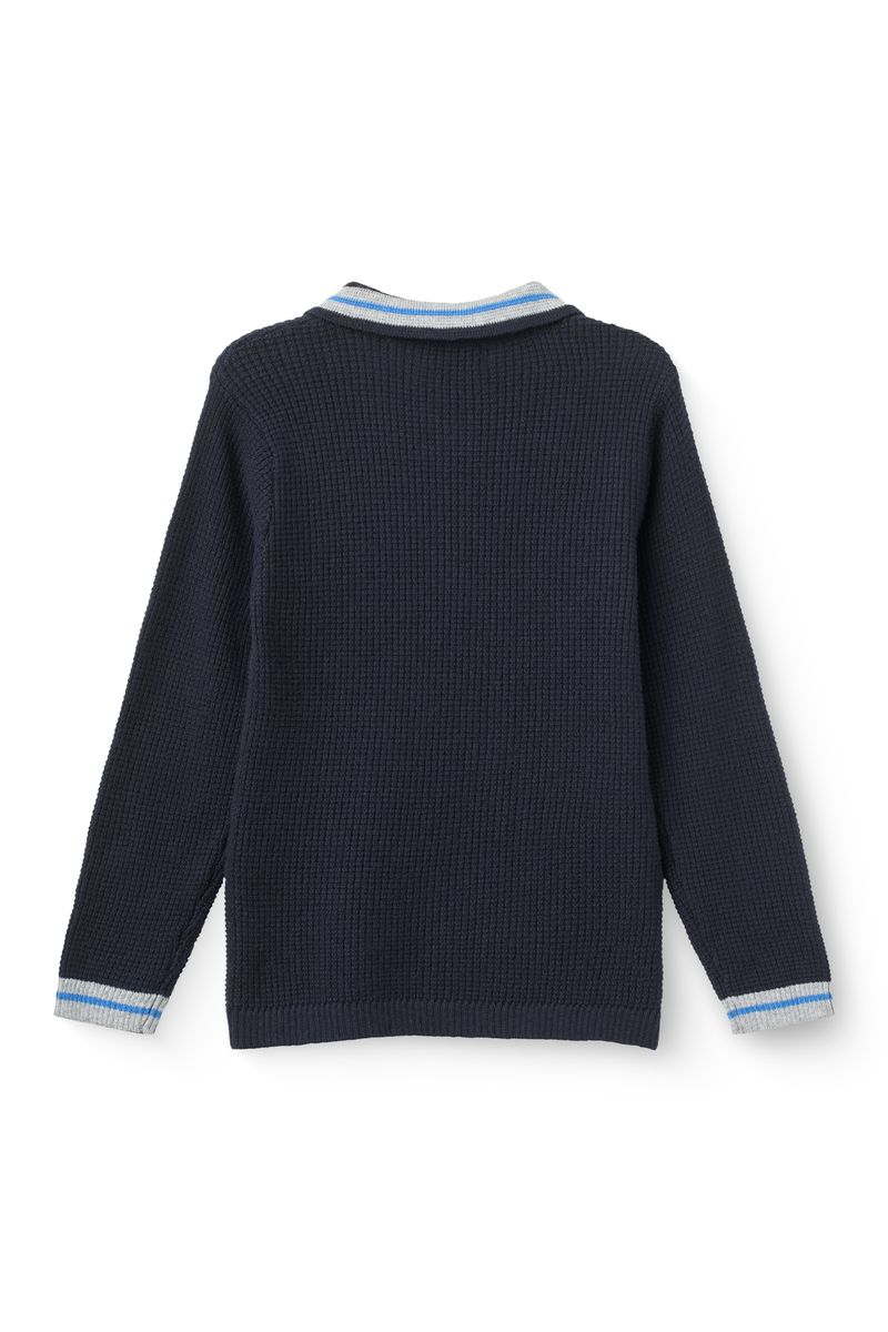 Navy Waffle Knit Polo