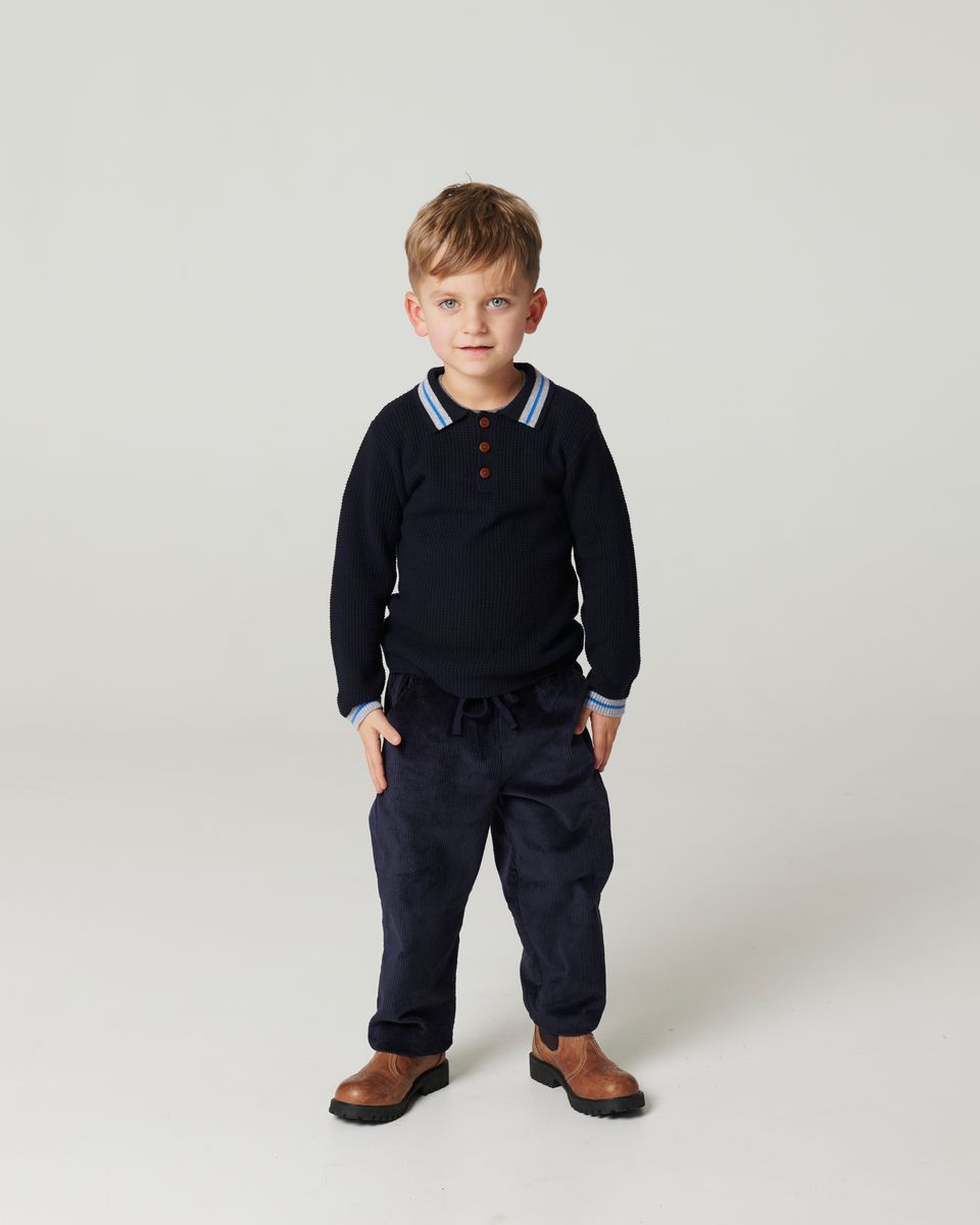 Navy Waffle Knit Polo