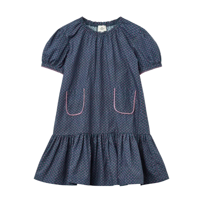 Navy Pinstripe Tulip Dress