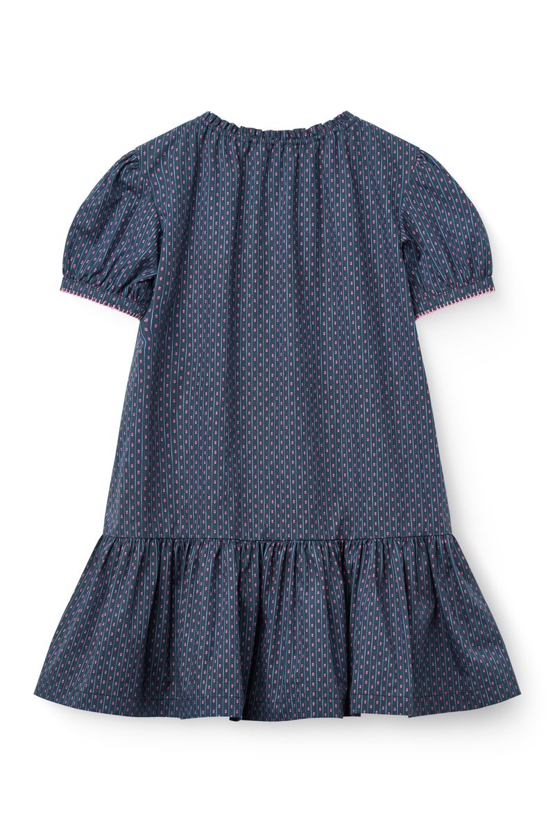 Navy Pinstripe Tulip Dress