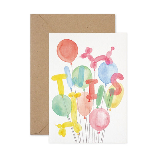 Load image into Gallery viewer, Twins! Balloons Card
