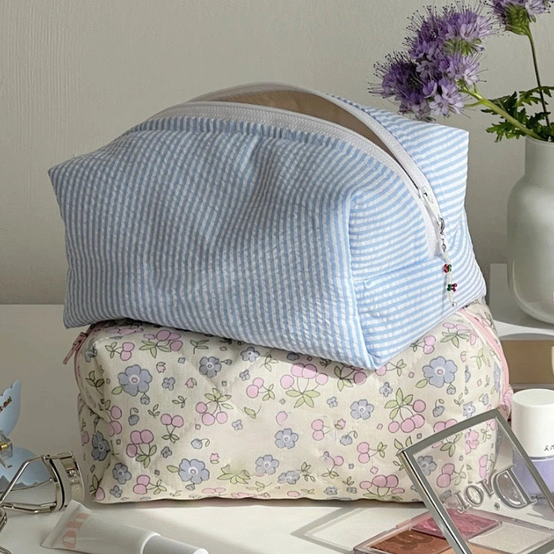 Light Blue Striped Toiletry Bag