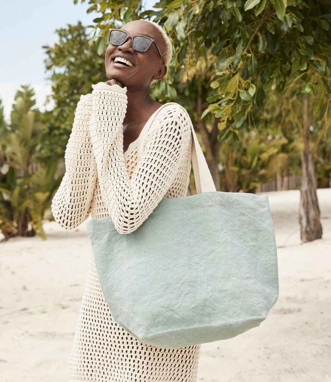 Blue Soft Washed Jute Tote