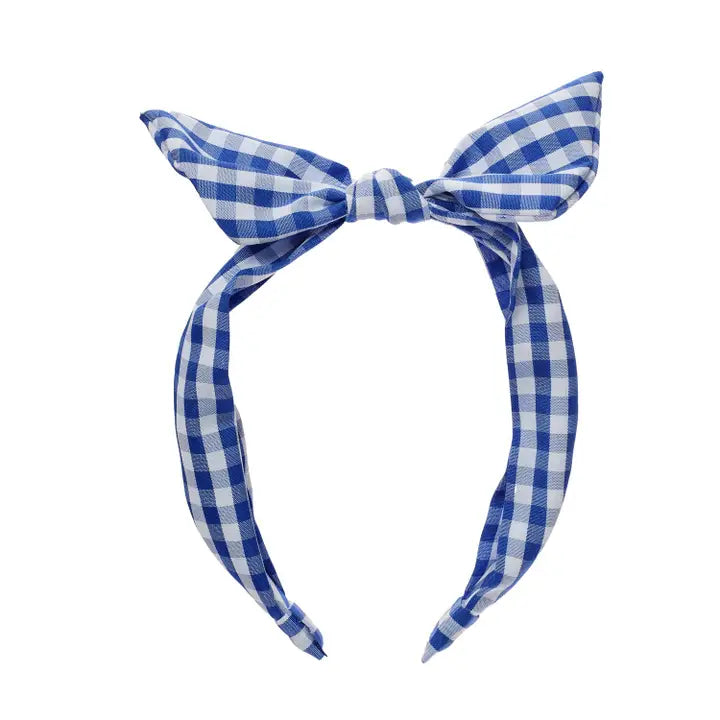 School Gingham Tie Headband