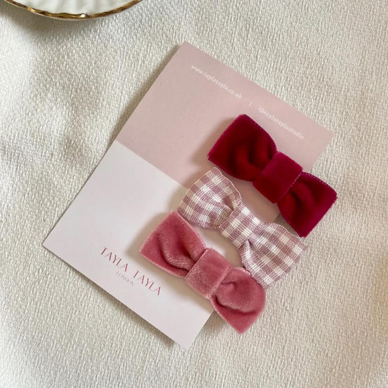 Pink Set of 3 Bow Hair Clips