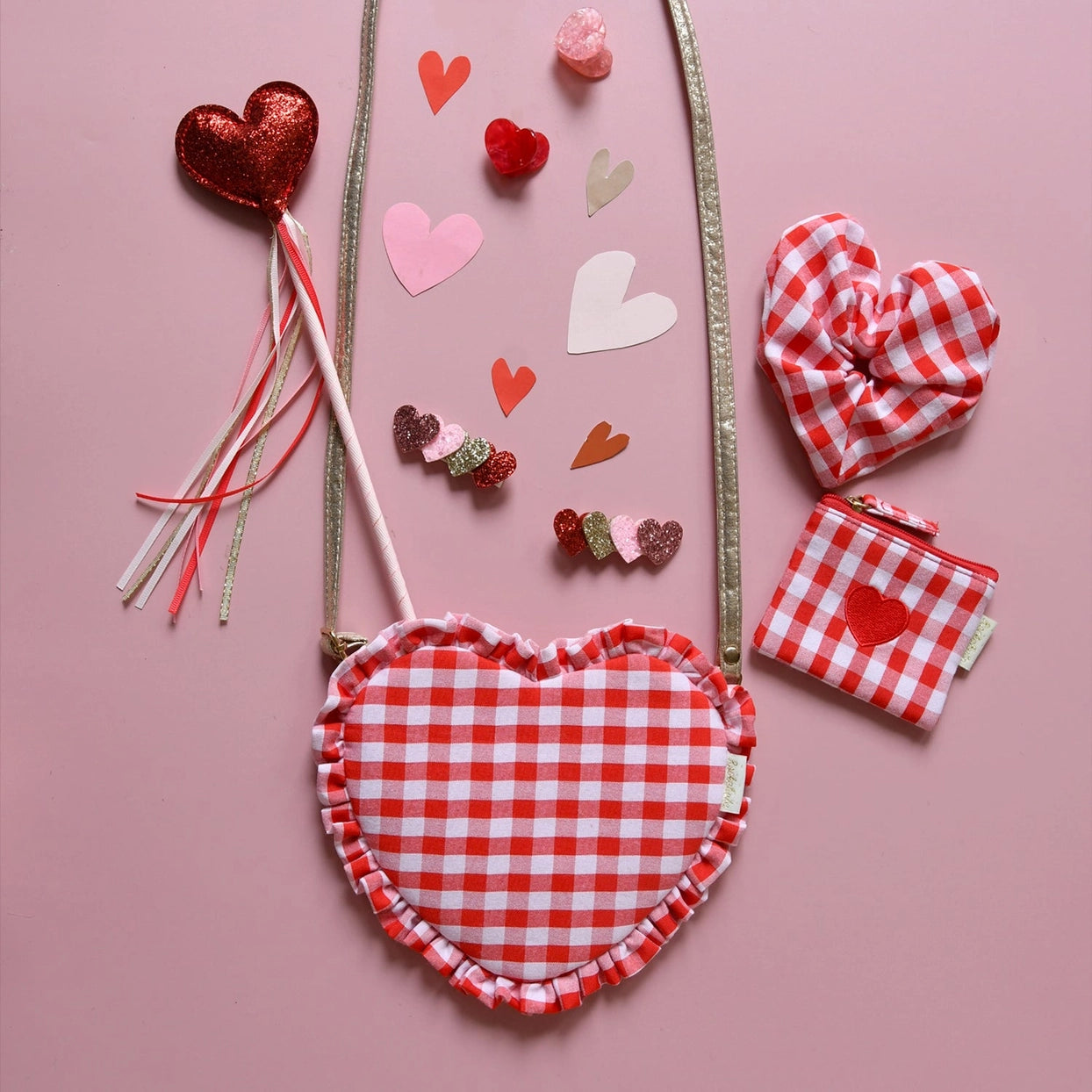 Gingham Love Heart Jewellery Box