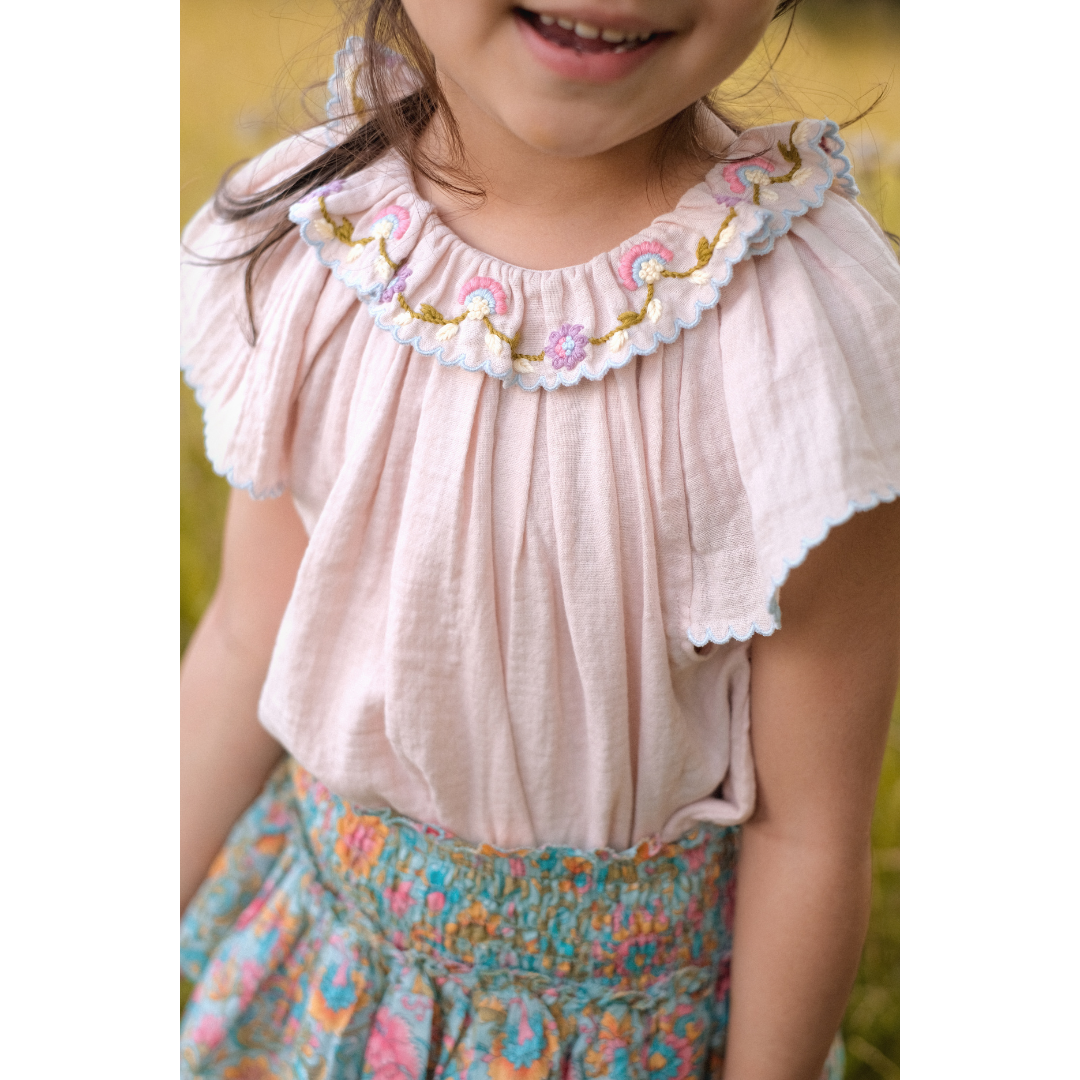 Antoinette Double Gauze Blouse in Blush