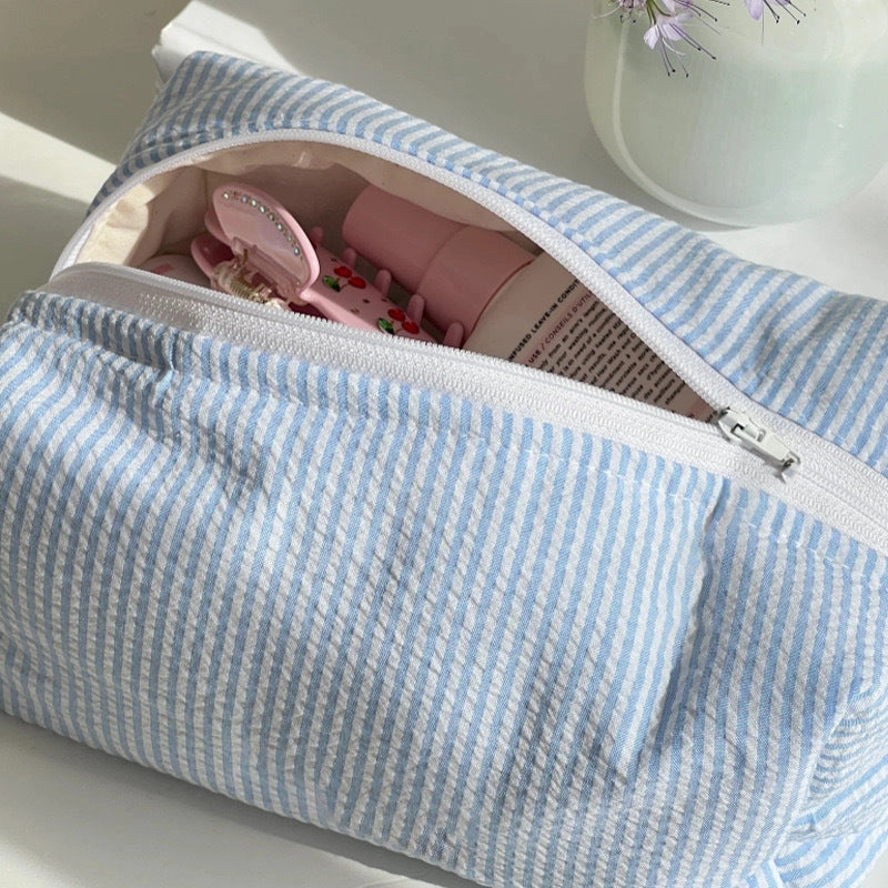 Light Blue Striped Toiletry Bag