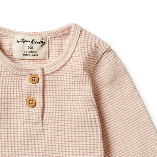 Load image into Gallery viewer, Stripe Henley Top in Rose
