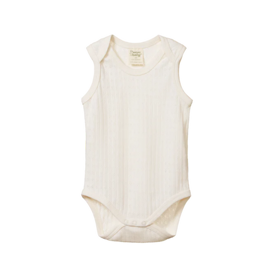Load image into Gallery viewer, Pointelle Singlet Bodysuit in Natural
