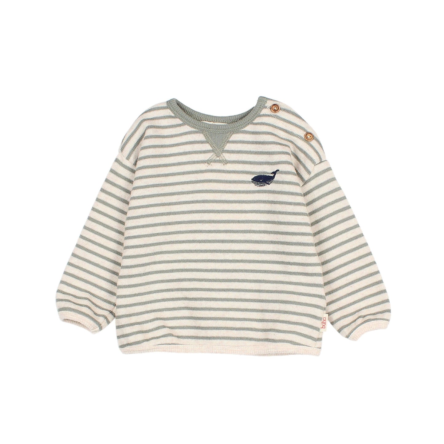 Sage Soft Stripes Whale Sweatshirt