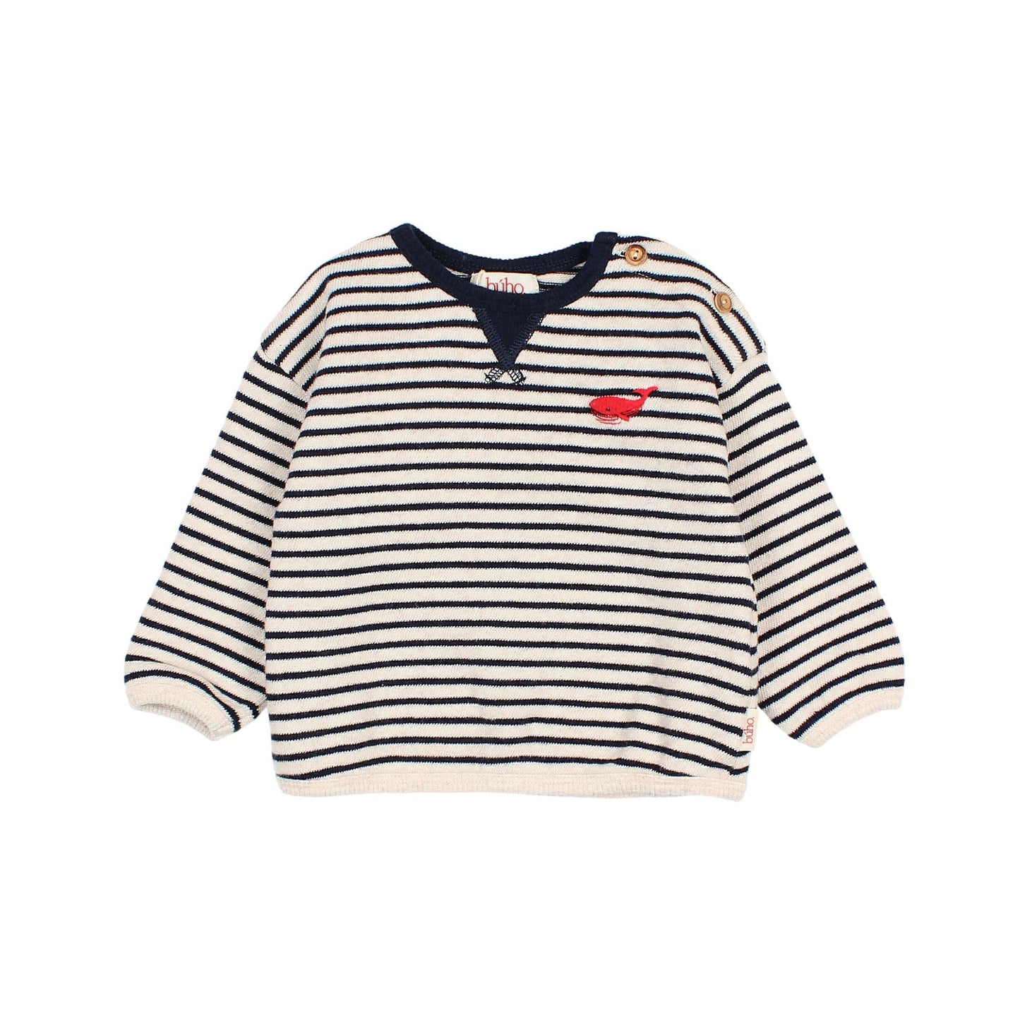 Navy Soft Stripes Whale Sweatshirt