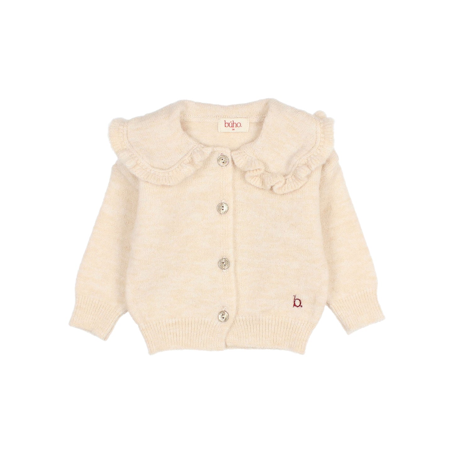 Cream Ruffle Collar Cardigan