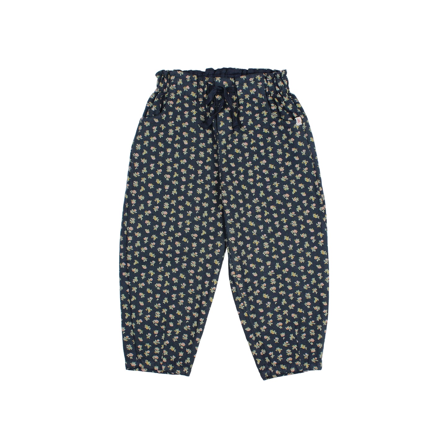 Navy Cottage Flower Denim Pants