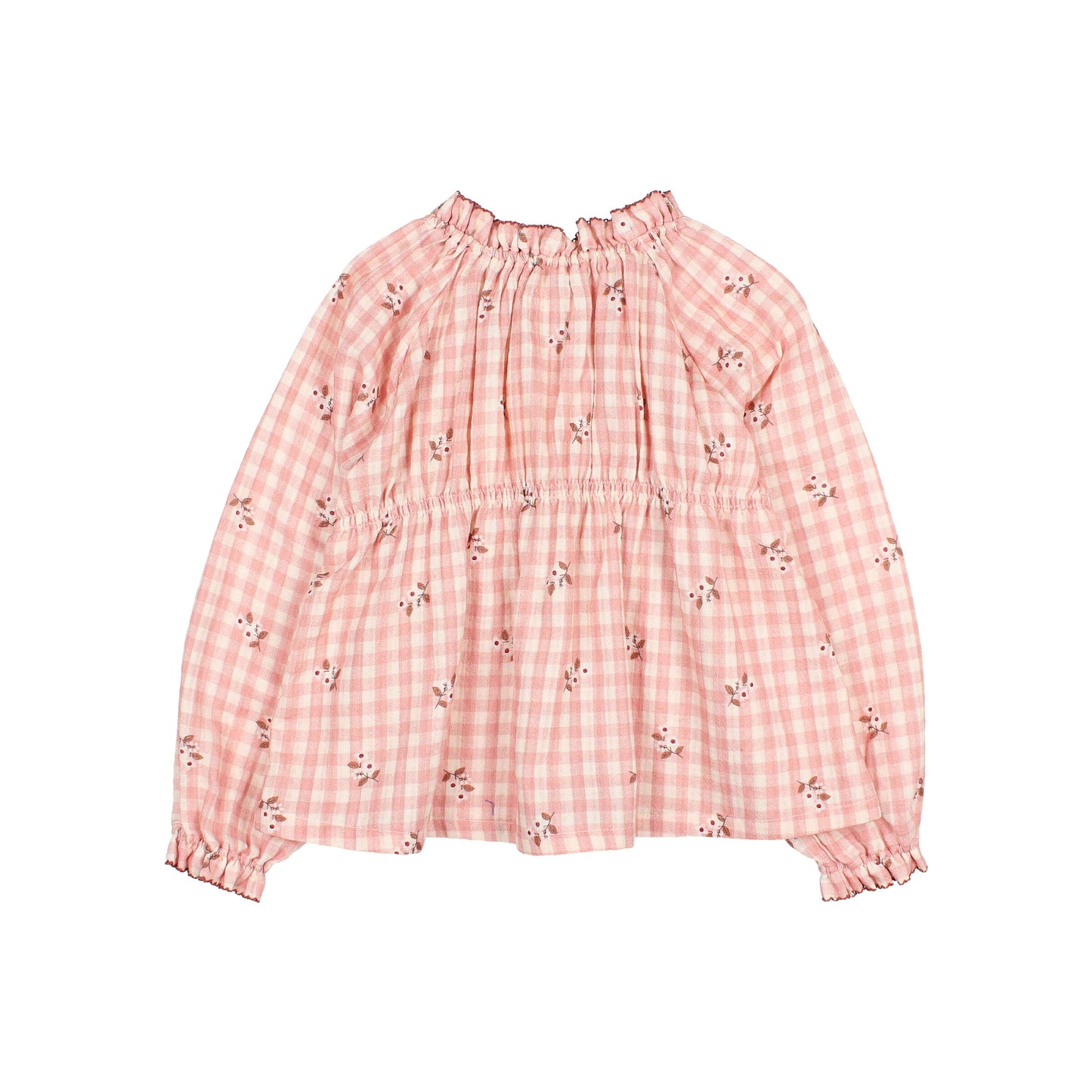Peony Pink Check Blouse - Kid