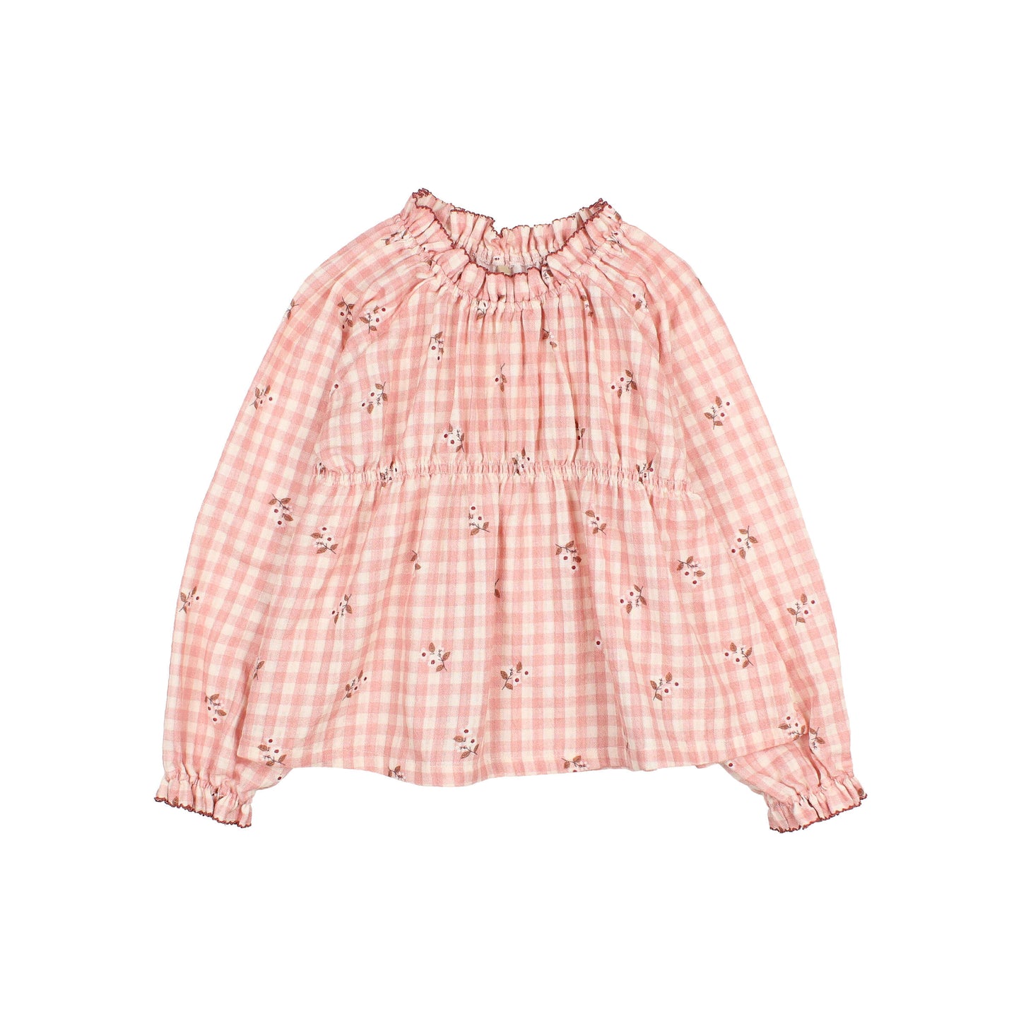 Peony Pink Check Blouse - Kid
