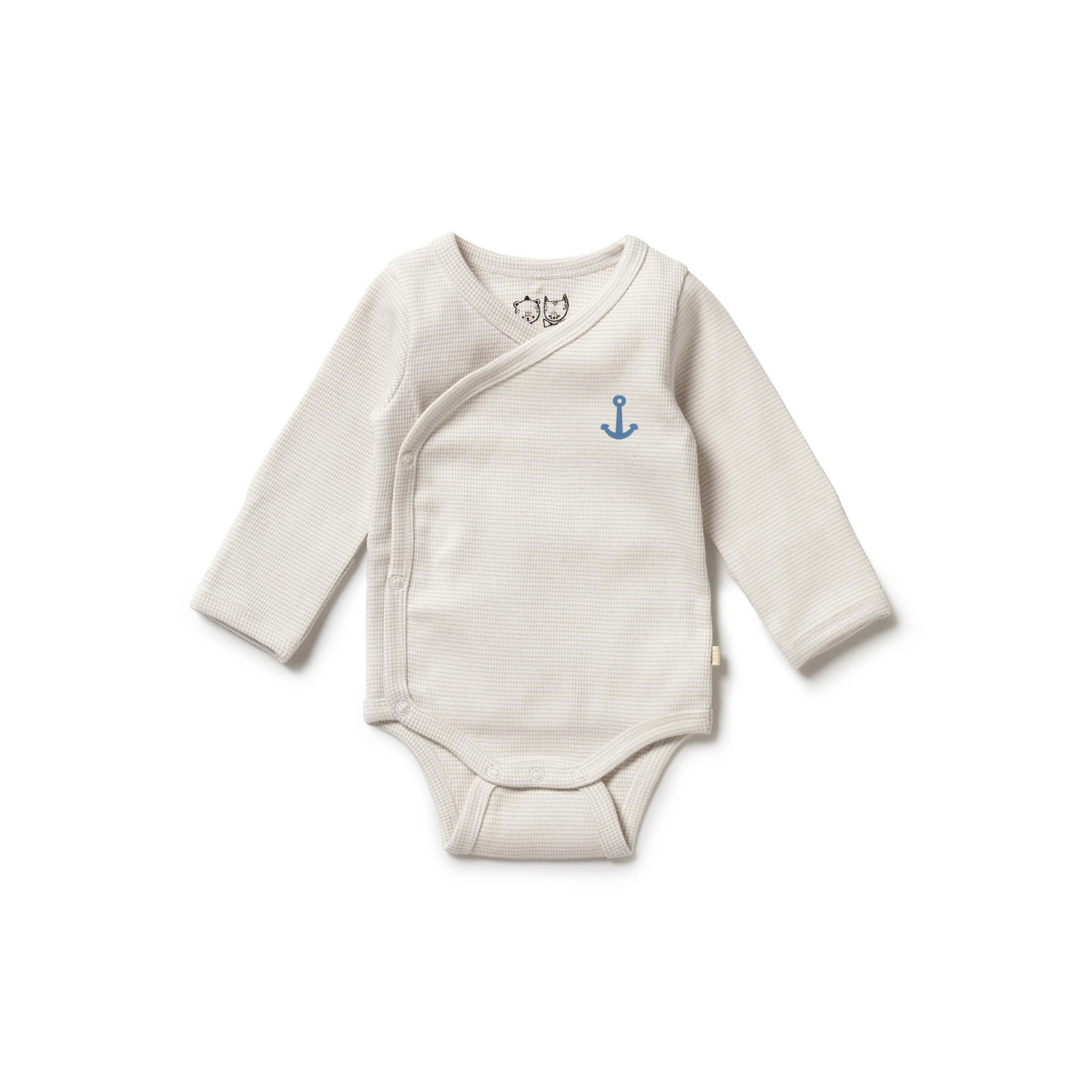 Organic Stripe Rib Kimono Bodysuit in Fern