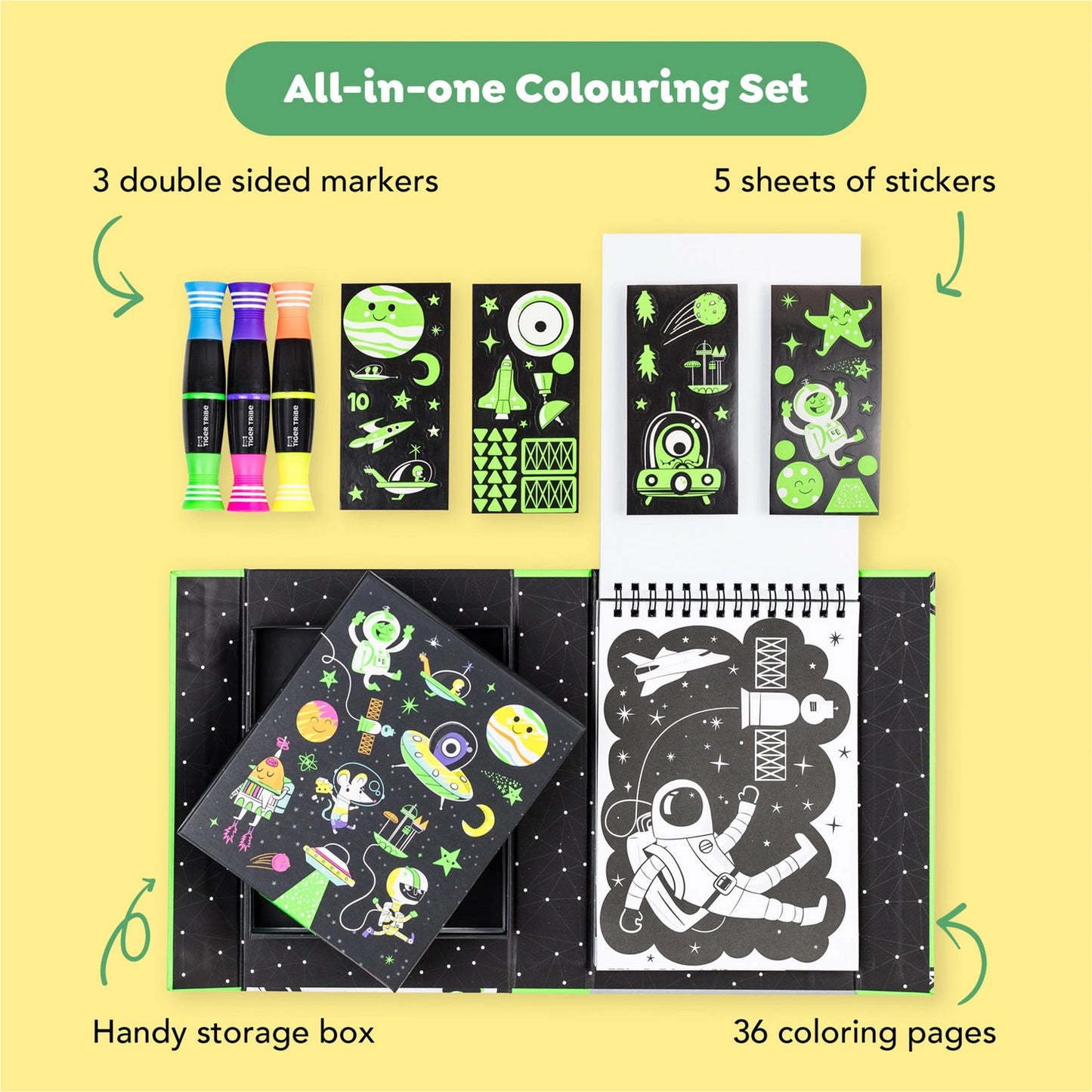 Neon Outer Space Sticker & Coloring Set