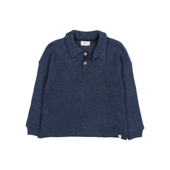 Navy Waffle Polo