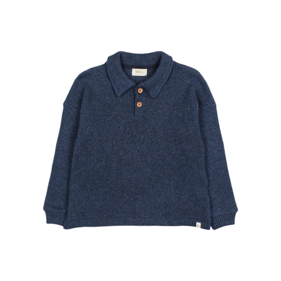 Navy Waffle Polo