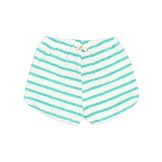 Terry Striped Shorts in Jungle Green