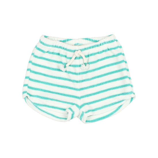 Terry Striped Shorts in Jungle Green