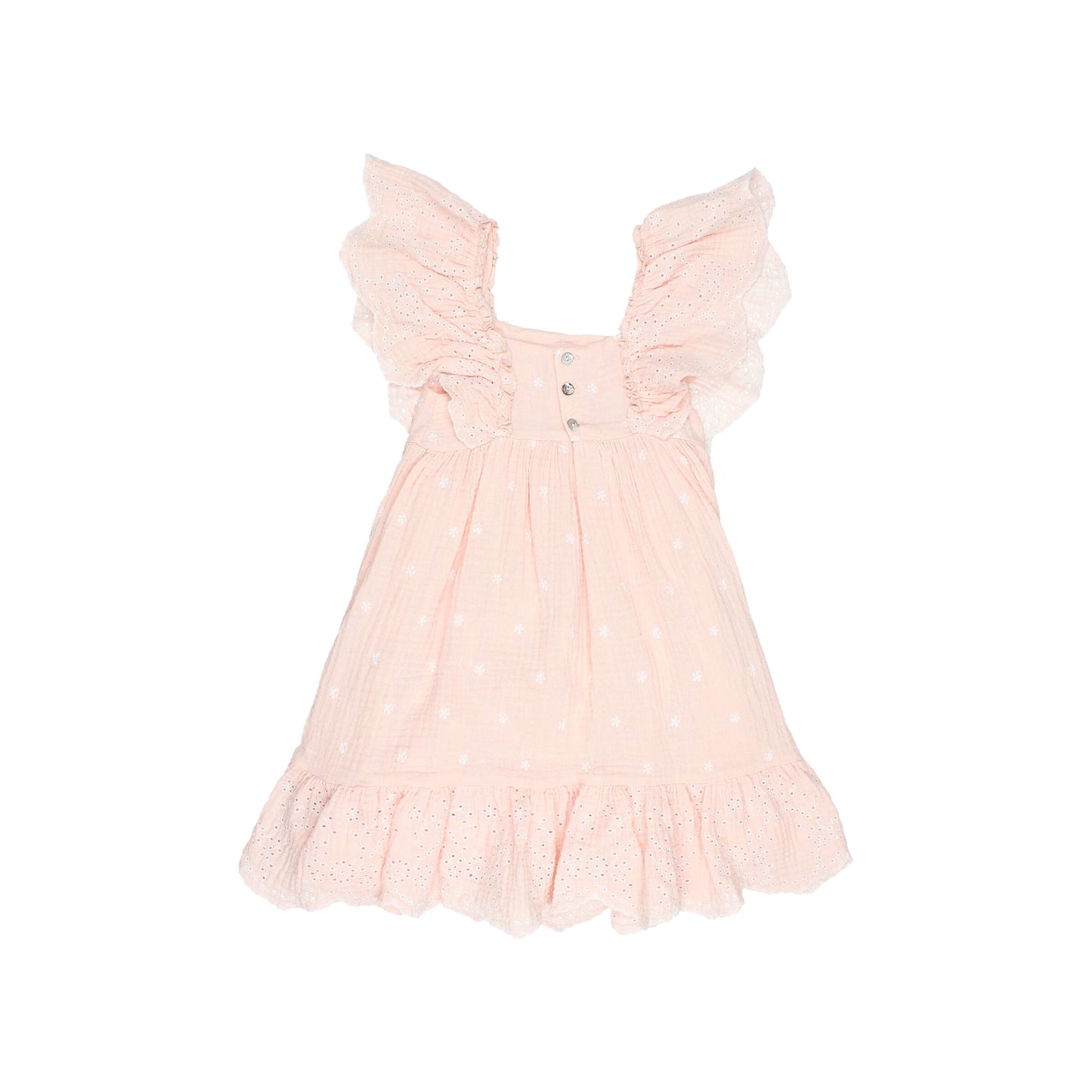 Embroidered Muslin Dress in Light Pink