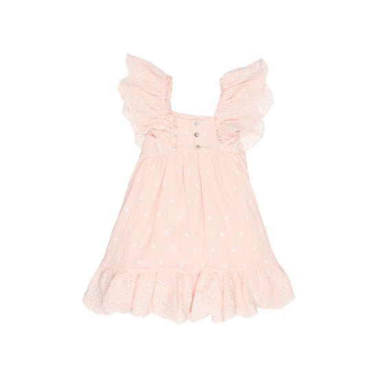 Embroidered Muslin Dress in Light Pink