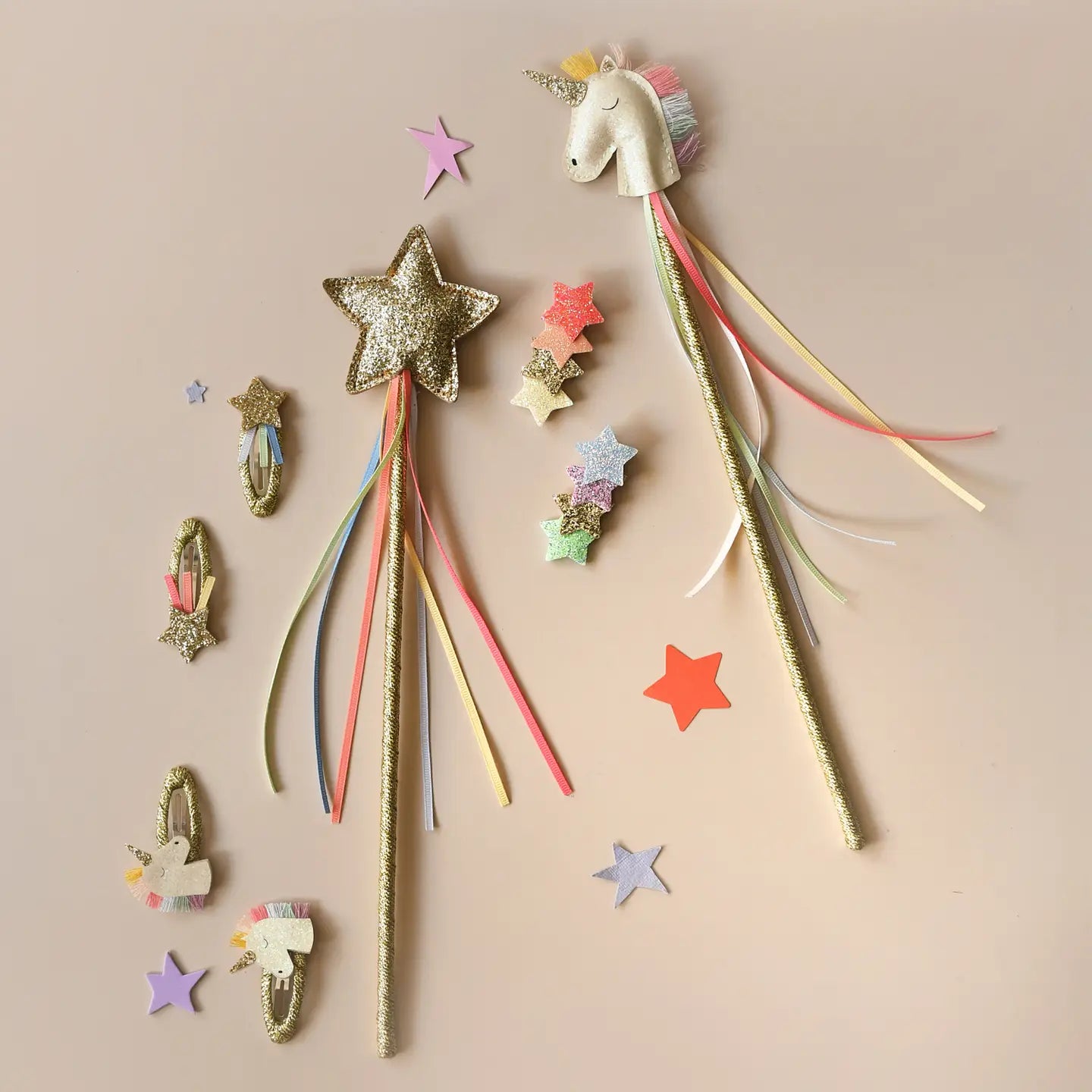 Rainbow Glitter Star Wand