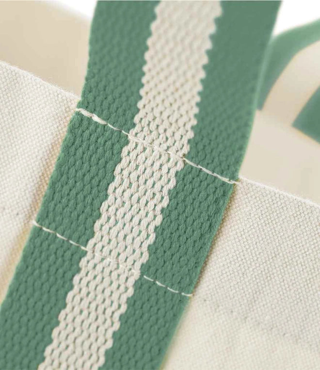 Green Stripe Medium Canvas Tote