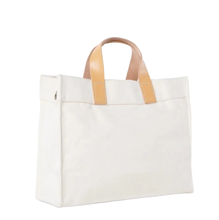 Natural Small Canvas Crossbody with Leather Handles