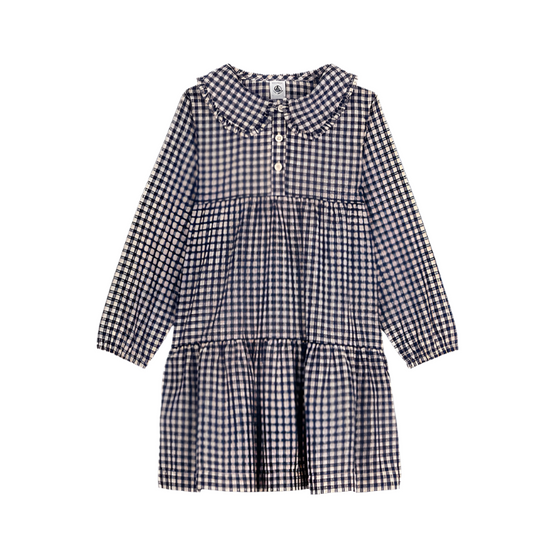 Navy Check Collar Dress
