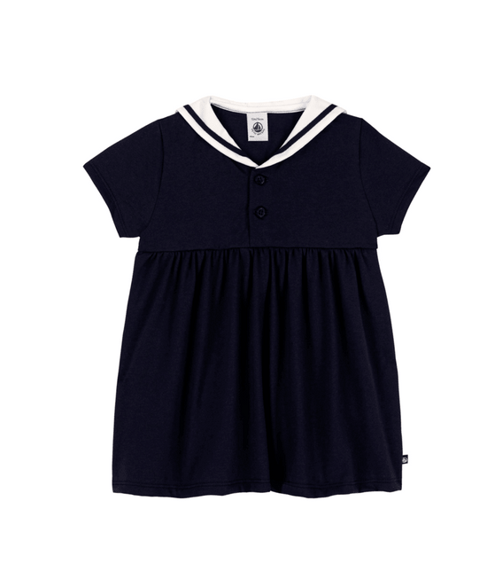 Petit Bateau | Blue dress for Baby Girl with sailor collar