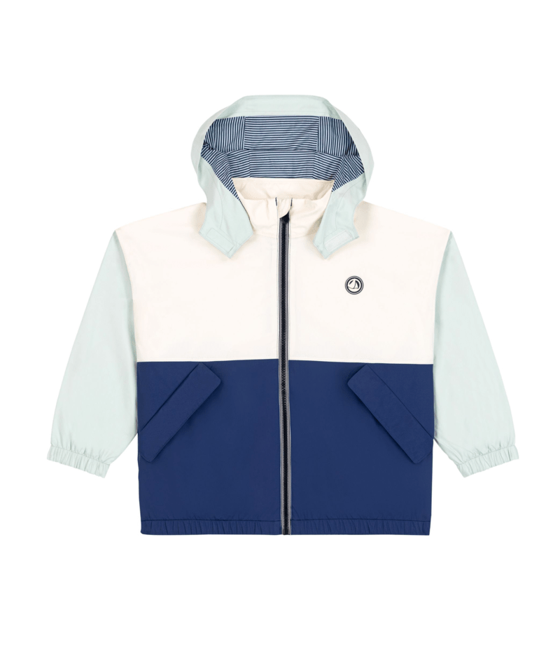 Colorblock Blues Rain Jacket - Toddler