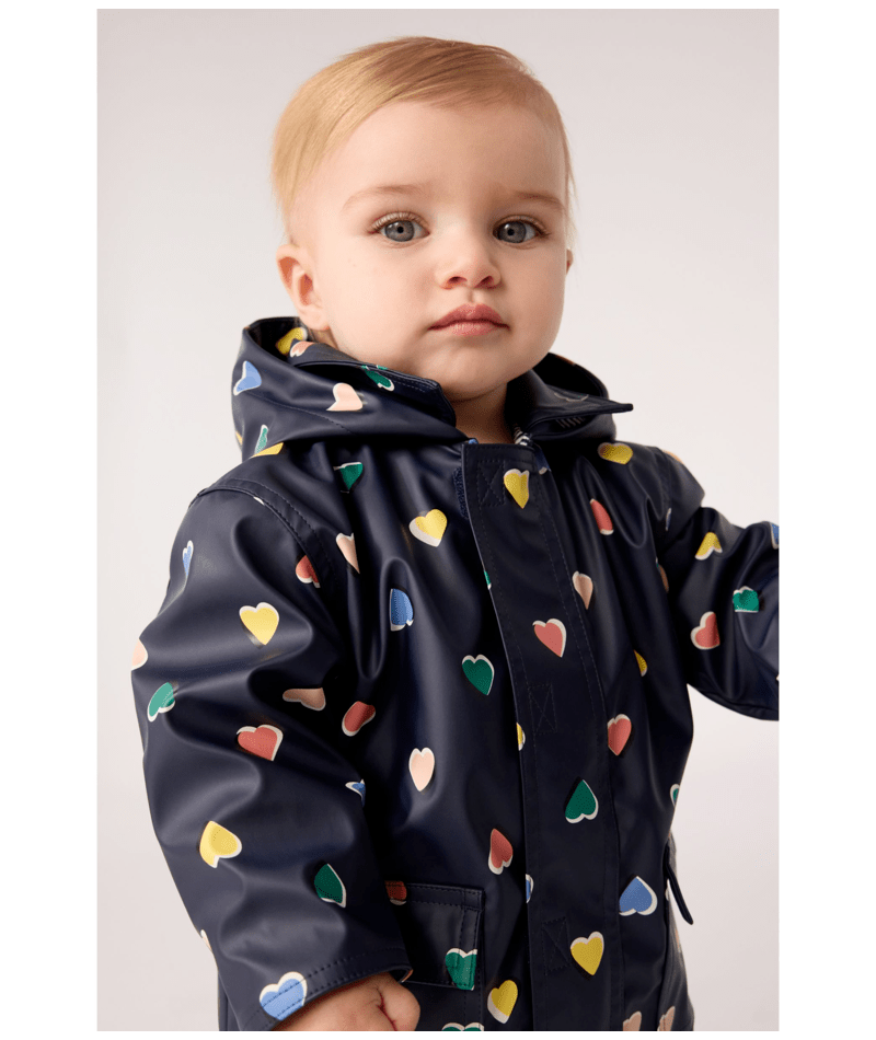 Colorful Hearts Hooded Rain Jacket - Baby