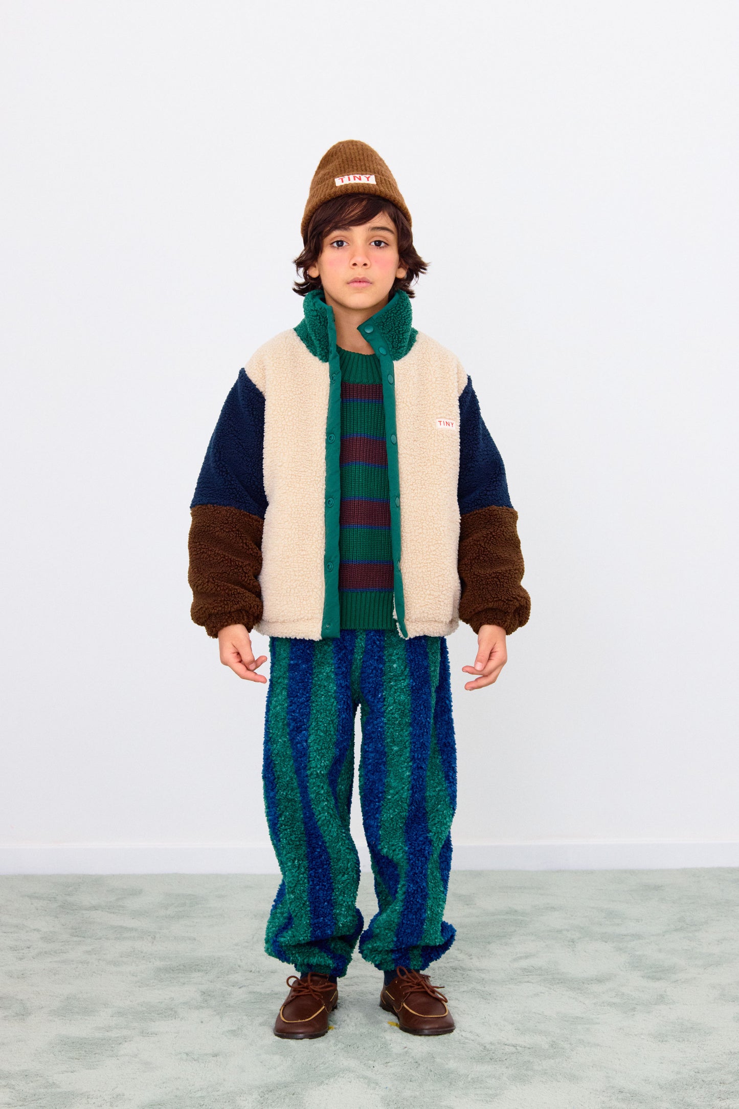 Green Color Block Sherpa Jacket
