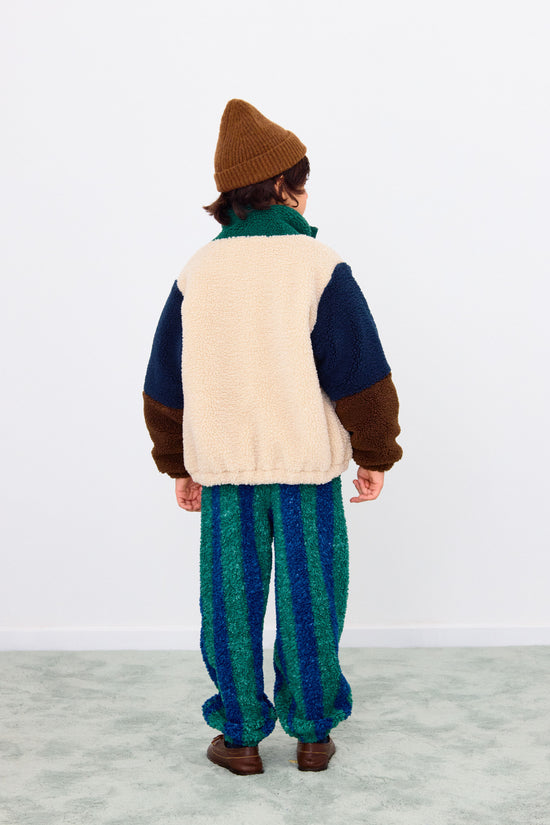 Green Color Block Sherpa Jacket