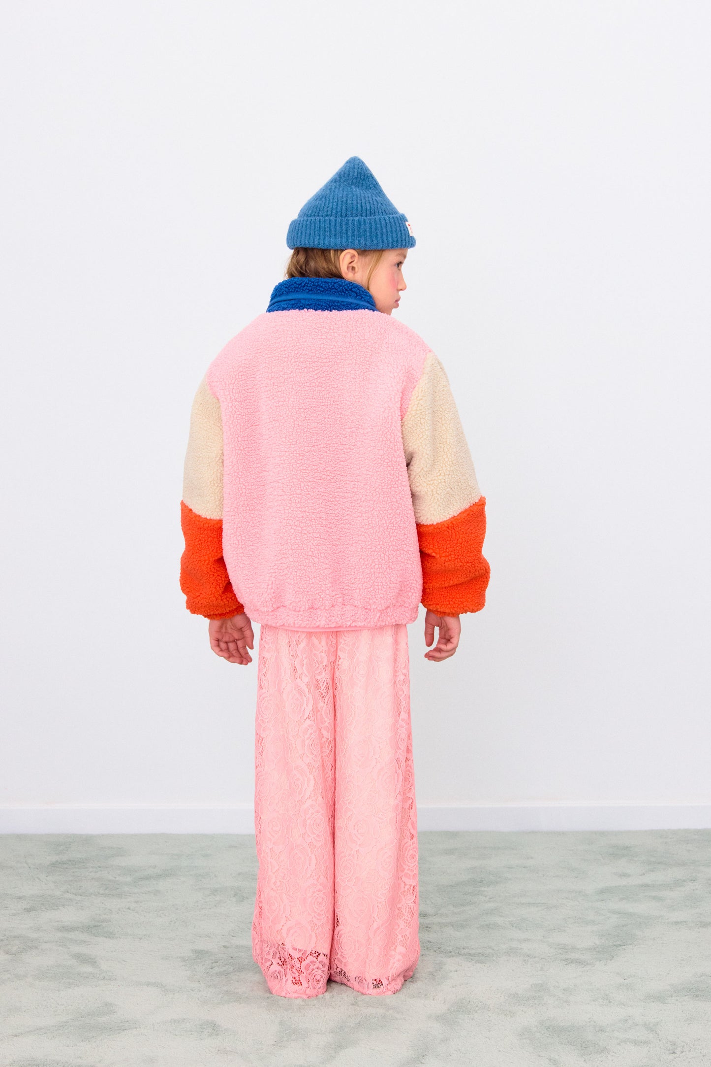 Pink Color Block Sherpa Jacket